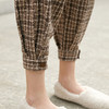 欧芮儿春新款高腰复古格子休闲裤女显瘦哈伦裤修身束脚裤 商品缩略图3