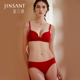 【金三塔】中国红系列真丝文胸内裤套装精美包装