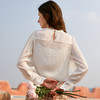 欧芮儿新款长袖白色雪纺衫女刺绣气质显瘦内搭蕾丝上衣 商品缩略图2