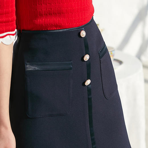 欧芮儿春新款高腰显瘦半身裙女洋气短裙简约百搭A字包臀裙 商品图3