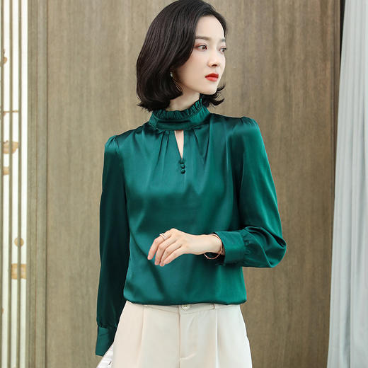 上海旗袍厂ASE-9006  镂空时尚气质真丝衬衫 商品图3