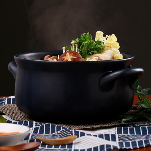 凯得宝（Kdep）日本砂锅炖锅陶瓷煲汤锅煲仔饭家用沙锅明火耐高温石锅 2~3人适用 2.2L 深蓝色 商品图2