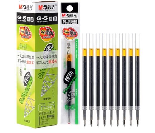 晨光G-5按动中性笔芯0.5mm 按压办公签字笔替芯 墨蓝黑处方水笔芯 商品图4