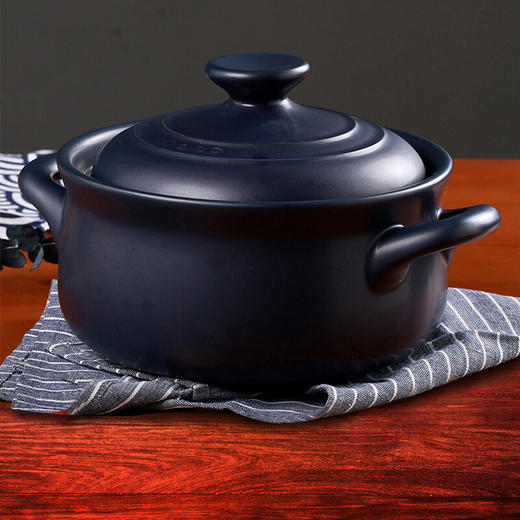 凯得宝（Kdep）日本砂锅炖锅陶瓷煲汤锅煲仔饭家用沙锅明火耐高温石锅 2~3人适用 2.2L 深蓝色 商品图0