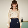 欧芮儿春新款喇叭袖V领波点雪纺衬衫女木耳边内搭休闲上衣 商品缩略图1