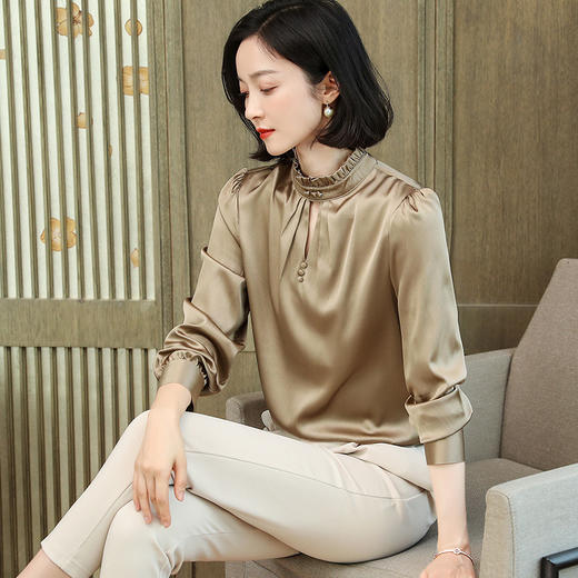 上海旗袍厂ASE-9006  镂空时尚气质真丝衬衫 商品图2