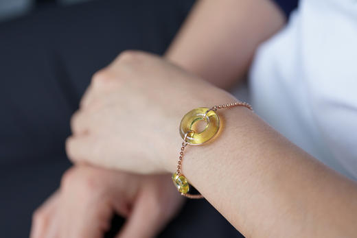 墨西哥蓝珀平安扣手链 商品图3