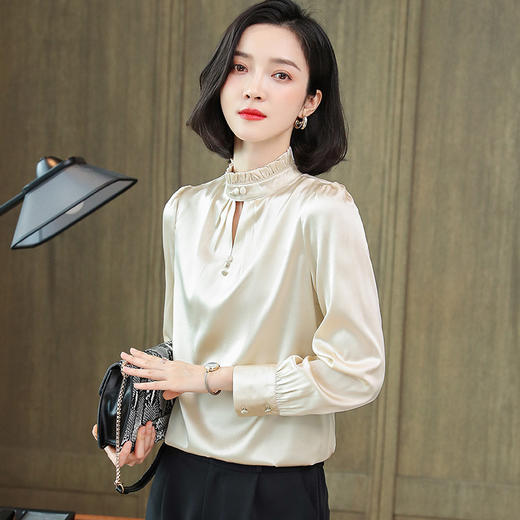 上海旗袍厂ASE-9006  镂空时尚气质真丝衬衫 商品图0