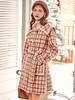 OLrain欧芮儿法式格子毛呢外套女秋冬2022年新款牛角扣海军领大衣 商品缩略图2