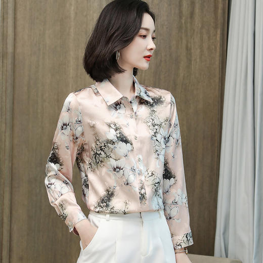 上海旗袍厂ASE-9079印染气质百搭真丝衬衫 商品图1