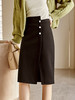 欧芮儿半身裙夏季女2022年显瘦呢子经典黑气质设计小众弹力铅笔裙 商品缩略图1
