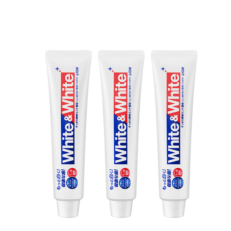 LION狮王 WHITE&WHITE 去黄牙垢去口臭明星美白牙膏150g*3支 日本