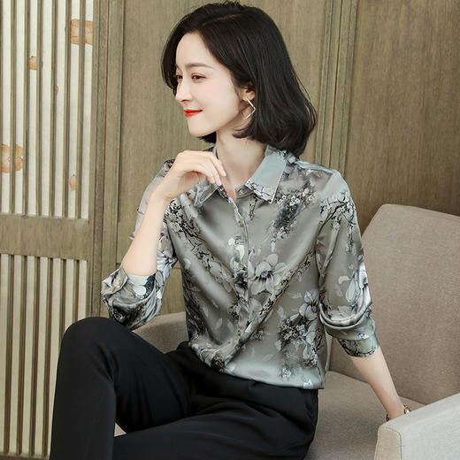 上海旗袍厂ASE-9079印染气质百搭真丝衬衫 商品图2