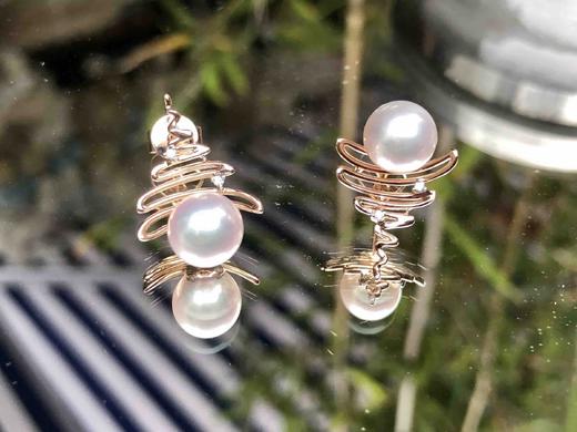 「日出」Akoya珍珠钻石不对称耳钉 商品图2