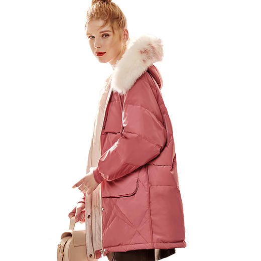 欧芮儿气质优雅大毛领中长款外套女冬季新款显瘦连帽羽绒服 商品图3