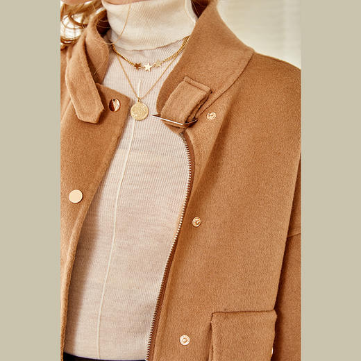 欧芮儿双面呢短款外套女2021冬季新款气质复古小个子羊毛大衣 商品图3