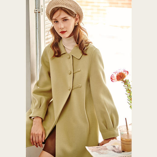 欧芮儿长双面呢外套黄色 商品图0