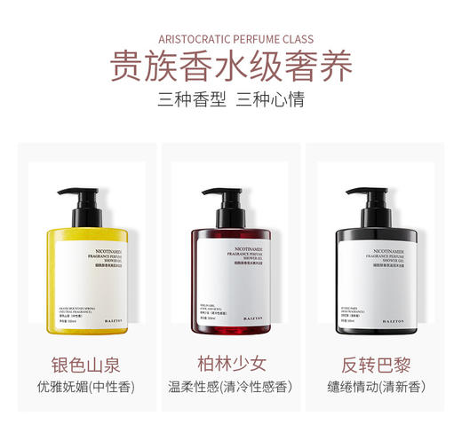 【新品上市 拍2发3 】 烟酰胺美白沐浴露 让皮肤白到发光 贵族香水级香型 亮肤美肌沐浴露 新款烟酰胺沐浴露 美白沐浴露 香氛香水沐浴露 商品图3