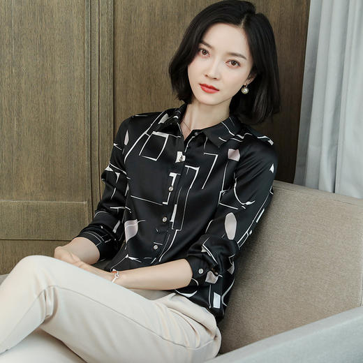 上海旗袍厂ASE-9080方领时尚气质真丝衬衫 商品图1