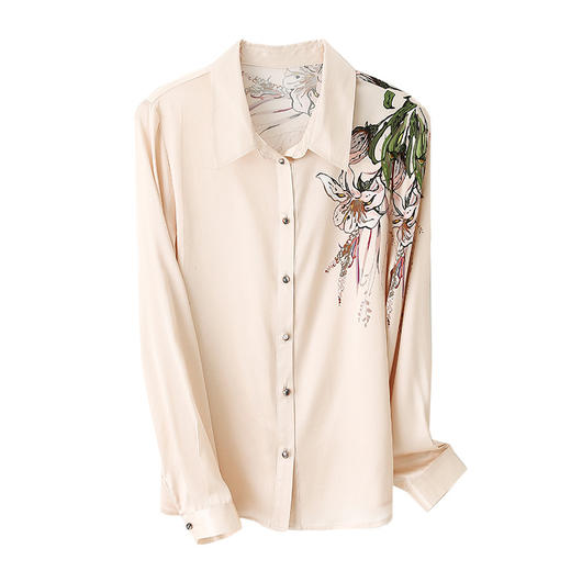 上海旗袍厂ASE-9096 复古印花立领真丝衬衫 商品图5