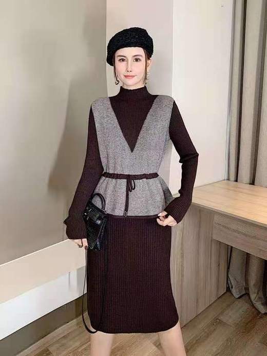 美约时尚假两件套连衣裙 商品图2