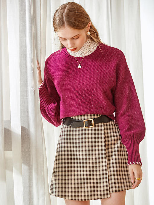 欧芮儿闪光丝毛针织衫女春新款圆领套头宽松显瘦气质百搭减龄上衣 商品图0