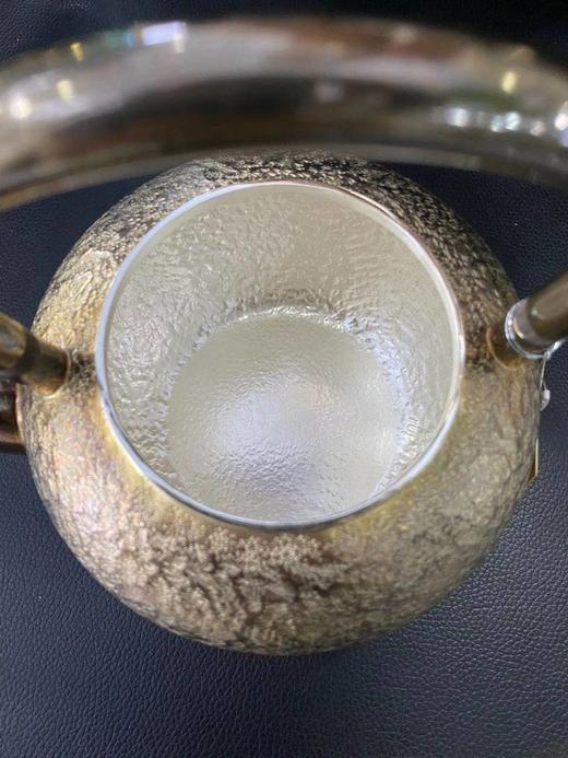 璞圣堂 宝珠隔热石纹壶 S211  纯手工银器纯银999烧水壶 日本汤沸银瓶 口打出银壶茶具 商品图3
