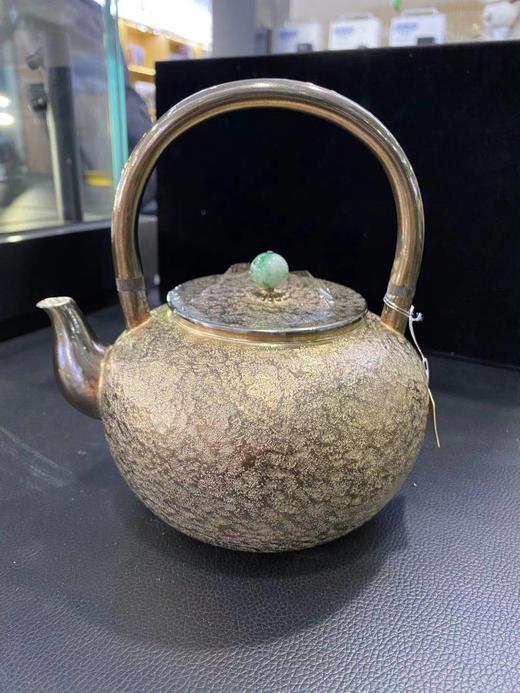 璞圣堂 宝珠隔热石纹壶 S211  纯手工银器纯银999烧水壶 日本汤沸银瓶 口打出银壶茶具 商品图0