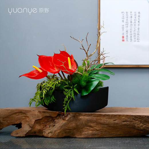 新中式田园风高档仿真花假花样板房酒店前台客厅玄关装饰花摆设件 商品图0