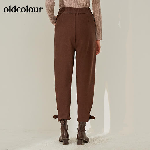 oldcolour秋冬毛呢哈伦裤女高腰显瘦萝卜裤小脚裤休闲复古长裤子 商品图2