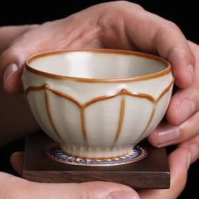 汝窑功夫茶主人杯单杯纯手工汝瓷小茶杯单个开片可养品茗杯女中式