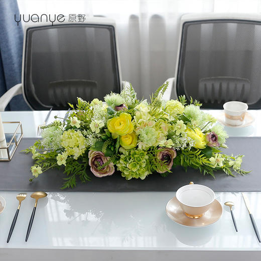 餐桌花桌面中西式餐厅长桌仿真花假花酒店会议室高档样板房间摆件 商品图2