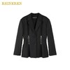 混纺拉链收腰黑西装 商品缩略图0