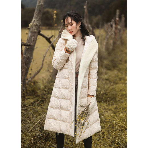 女装冬季2020新款中长款过膝加厚外套白鸭绒白色时尚收腰羽绒服 商品图4