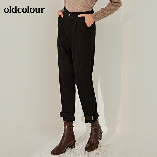 oldcolour秋冬毛呢哈伦裤女高腰显瘦萝卜裤小脚裤休闲复古长裤子 商品图4