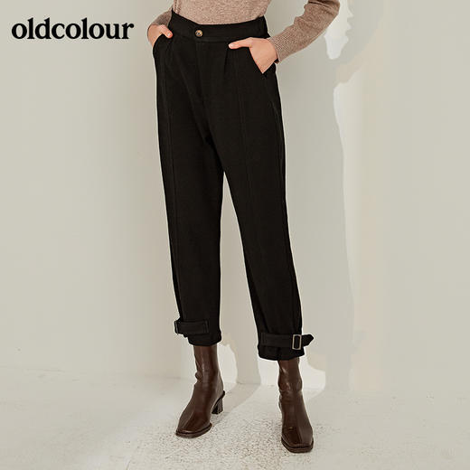 oldcolour秋冬毛呢哈伦裤女高腰显瘦萝卜裤小脚裤休闲复古长裤子 商品图3