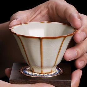 功夫茶具杯单个开片汝窑小茶杯主人杯汝瓷杯子小号单杯冰裂釉