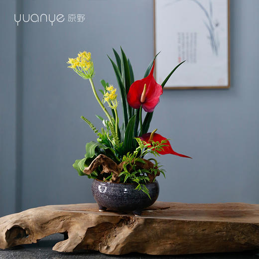 新中式高档仿真花假花样板房间酒店前台茶几客厅玄关装饰花摆设件 商品图0