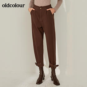 oldcolour秋冬毛呢哈伦裤女高腰显瘦萝卜裤小脚裤休闲复古长裤子