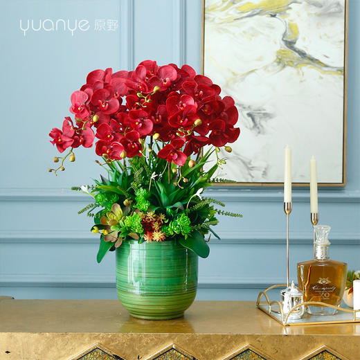 蝴蝶兰仿真花大型高档轻奢兰花手感保湿假花客厅玄关桌装饰摆设件 商品图2