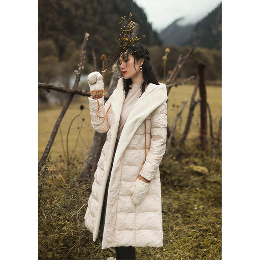 女装冬季2020新款中长款过膝加厚外套白鸭绒白色时尚收腰羽绒服 商品图1