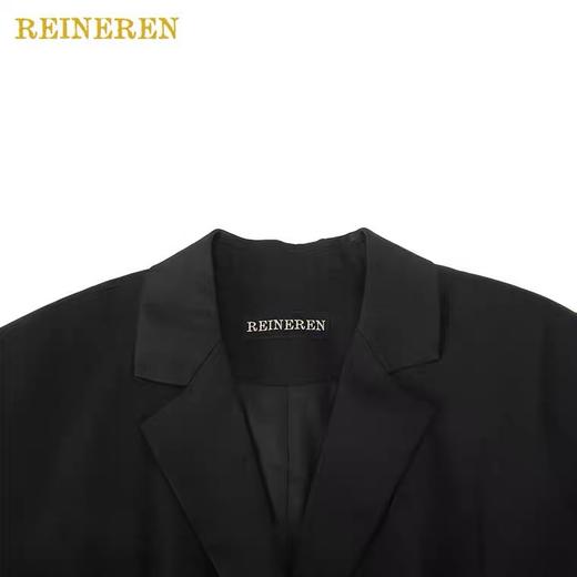 混纺拉链收腰黑西装 商品图3