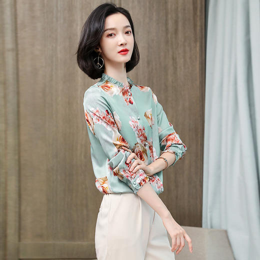 上海旗袍厂ASE-3399气质百塔时尚真丝衬衫 商品图1