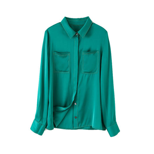 上海旗袍厂ASE-3378立领名媛单排扣真丝衬衫 商品图4