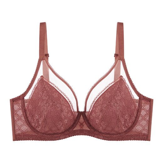 [思慕]大胸显小全罩杯超薄承托稳固全罩杯大杯内衣蕾丝透气侧收大码 商品图1