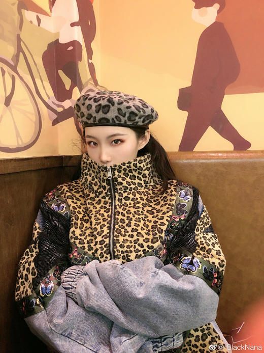 EPIC POETRY VAVA同款 洗水豹纹牛仔色块拼接蝴蝶复古重磅短夹克 商品图2