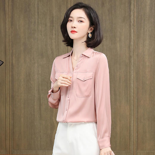 上海旗袍厂ASE-3380小方领气质百塔时尚真丝衬衫 商品图0