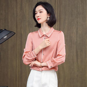 上海旗袍厂ASE-3376立领气质百搭单排扣真丝衬衫