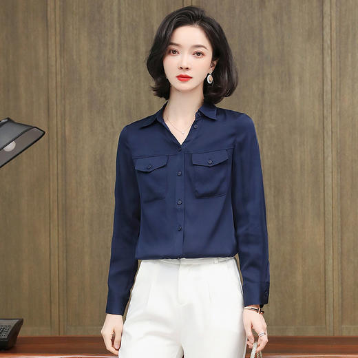 上海旗袍厂ASE-3380小方领气质百塔时尚真丝衬衫 商品图5