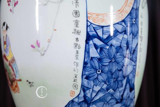 王采:青花加彩童趣童乐灯笼瓶 商品图1